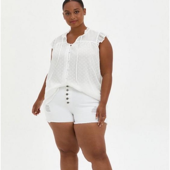 Torrid White Sheer Polka Dot Blouse - Picture 14 of 14